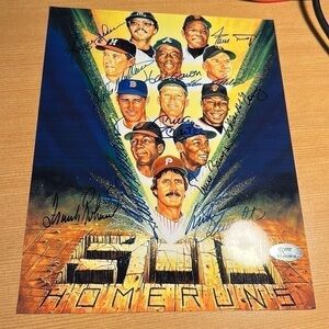 500 home run Signed litho Mantle Willie mays